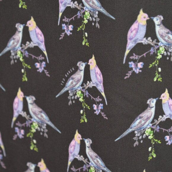 Ted Baker Zabrina Lovebirds Ruffle Blouse Sz S - Picture 7 of 11